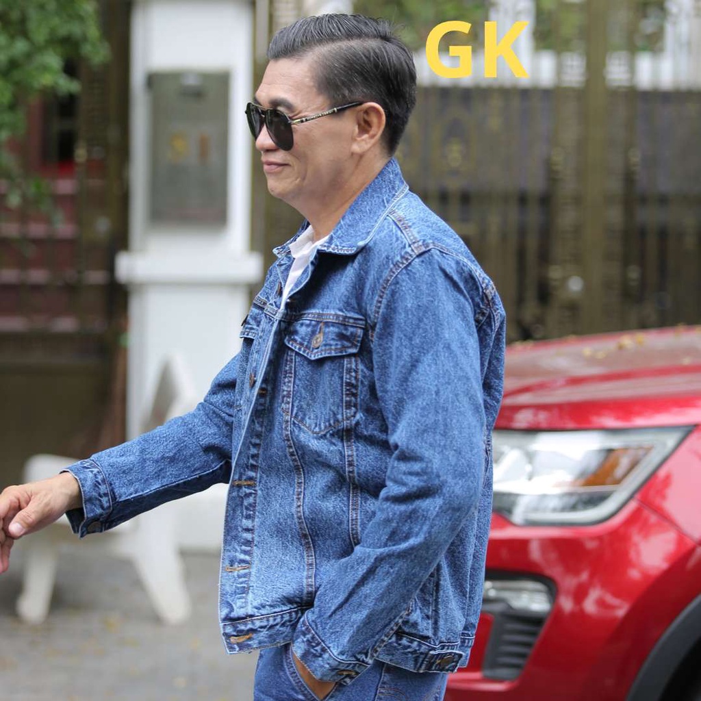 Áo khoác jean nam trung niên cao cấp, chất cotton 100% chính hãng, áo bò cho bố, GIAKHANGShop thời trang trung niên