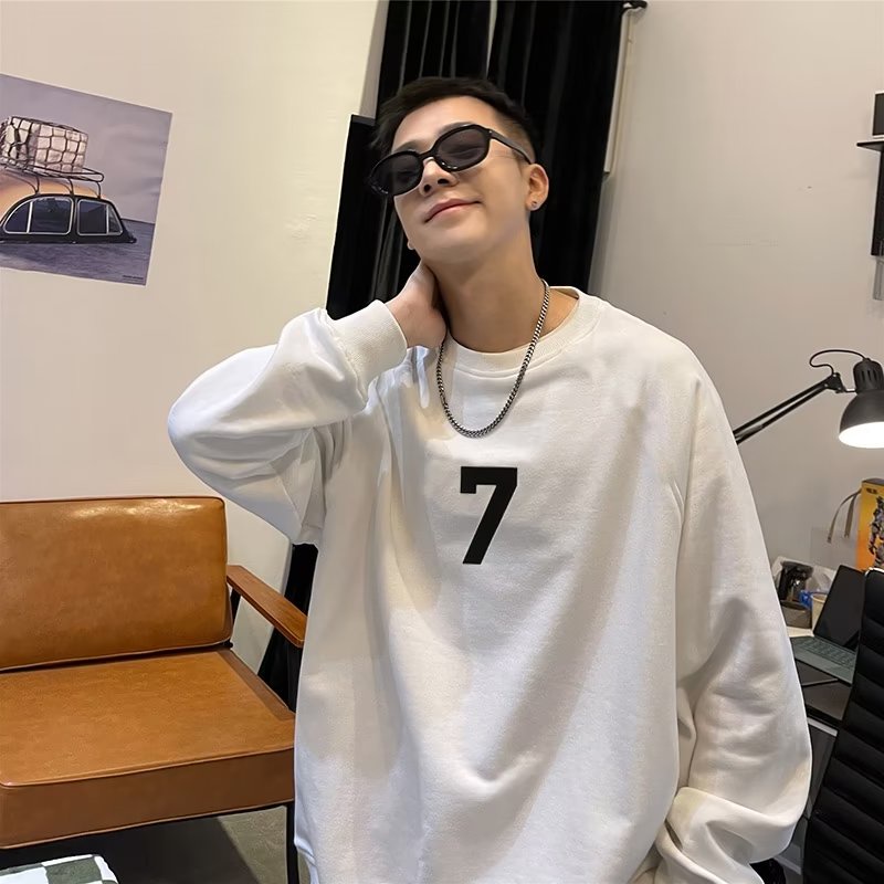 Áo sweater Cổ Tròn In Chữ Phong Cách hip hop Đường Phố Hàn Quốc Cỡ Lớn M-5XL Cho Nam
