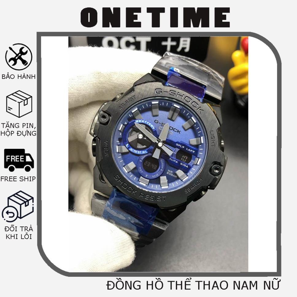 Đồng hồ nam G-shock GST-B400 OneTime vỏ Full thép màu đen mặt xanh nổi bật, sang trọng cực chất lượng
