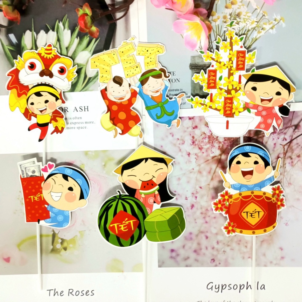 Trang trí bánh sinh nhật  sét cắm thần tài,lộc mừng thọ,tết