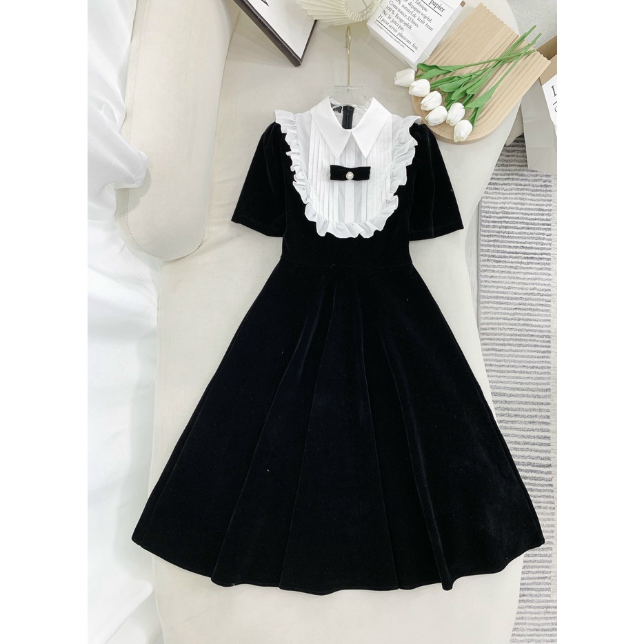 Đầm nữ , váy nữ chất nhung tuyết tay dài phối tơ siêu hot tổng hợp các mẫu - Ruby Design