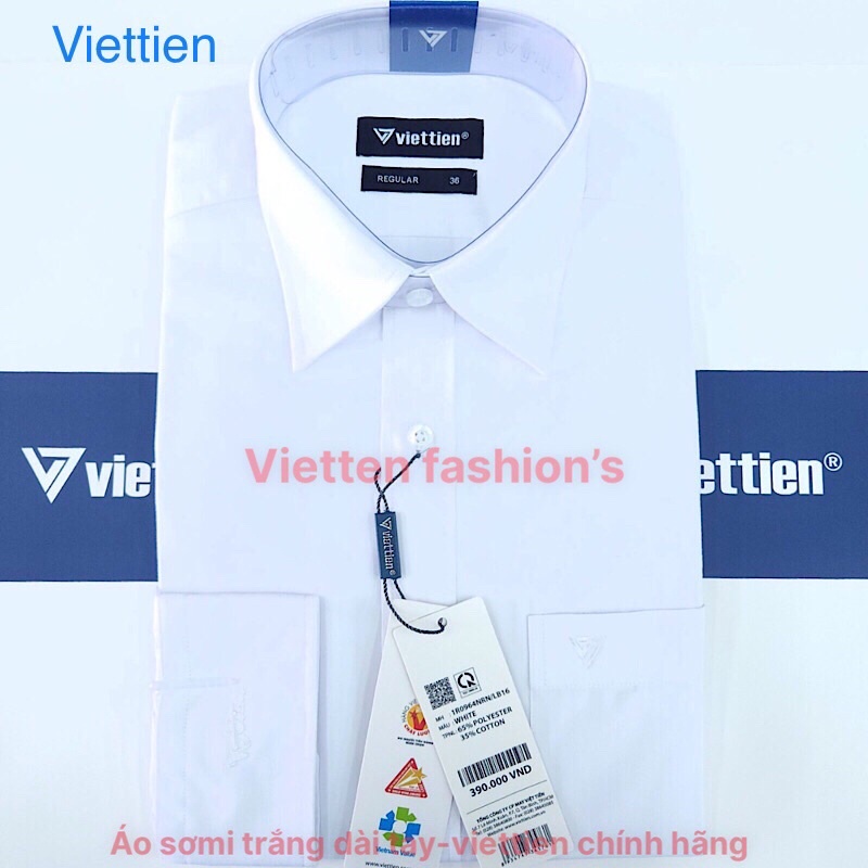Áo sơ mi trắng tay dài việt tiến chất liệu vải kate