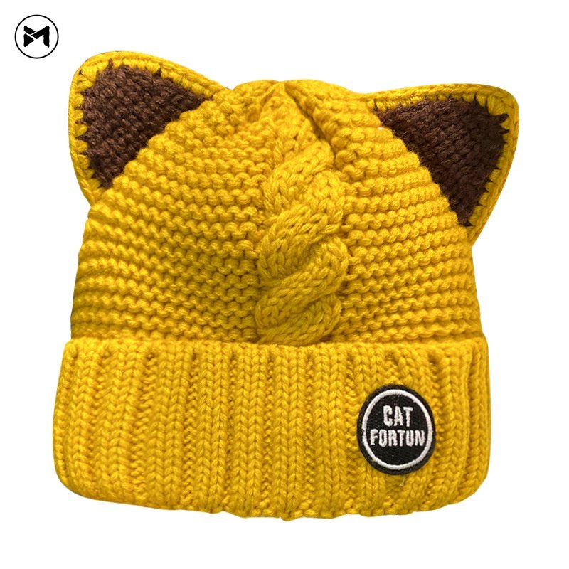 Mũ Len Dệt Kim Dày Dặn Giữ Ấm Tai Mèo Thời Trang Mới 2022 Dành Cho Cặp Đôi