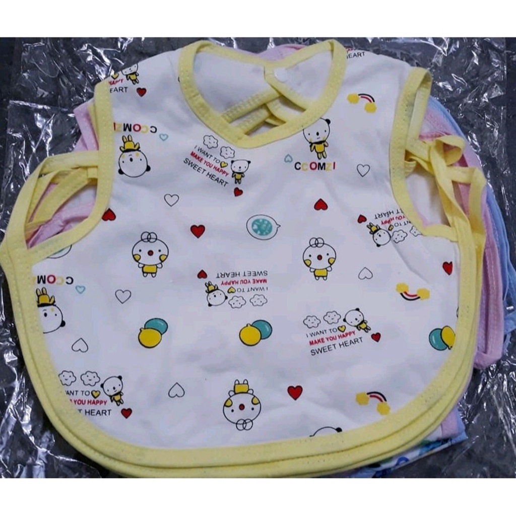 Yếm cotton cúc bấm xỏ tay, yếm cho bé ăn dặm
