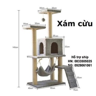 Trụ mèo leo trèo nhiều tầng Nhà cây cho mèo 1,4m cat tree dụng cụ cào móng