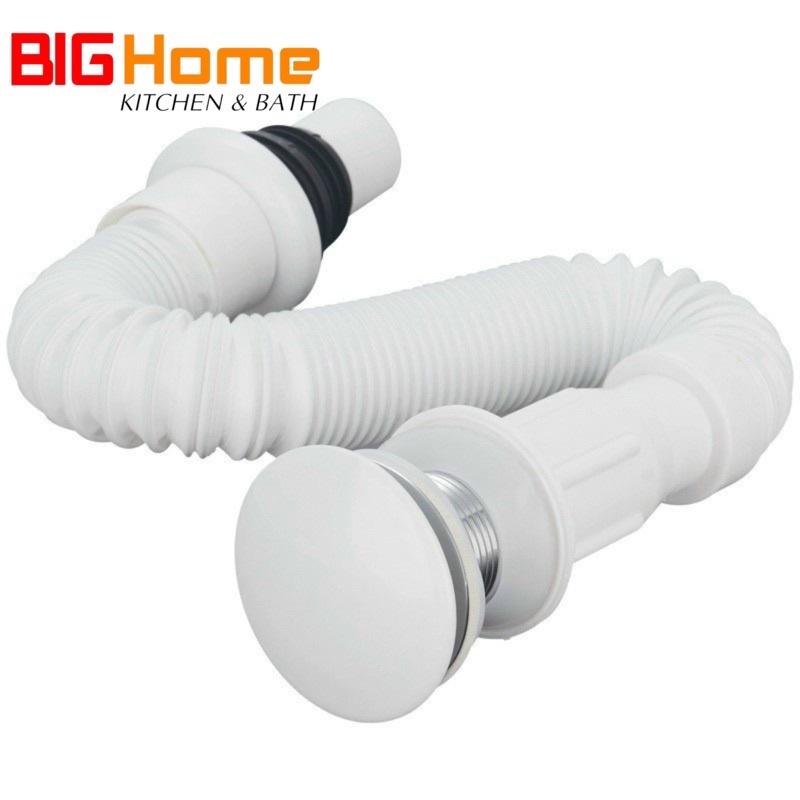 BỘ XẢ LAVABO NHẤN RUỘT GÀ CAO CẤP (XI PHÔNG CHẬU) Đầu nhấn sứ Đen, Sứ trắng