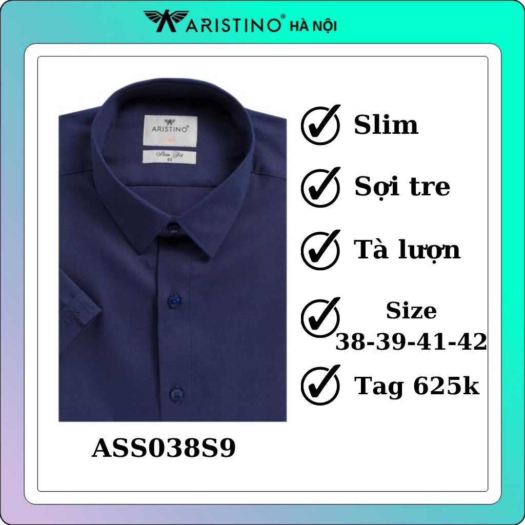 Áo sơ mi ngắn tay Aristino chất liệu Bambo kháng khuẩn, kháng tia UV ASS038S9