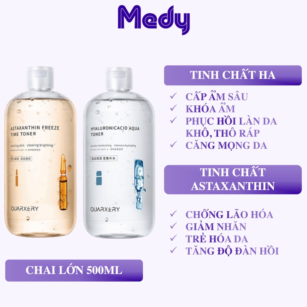 Toner nước hoa hồng Astaxanthin QUARXERY 500ml dưỡng ẩm chống lão hóa, chống nhăn trẻ hóa làn da