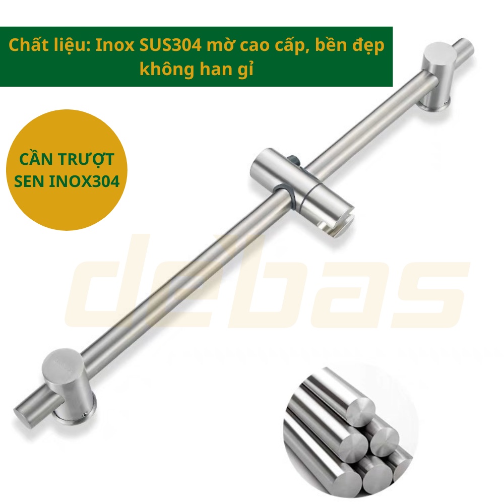 Thanh trượt tay sen điều chỉnh vòi hoa sen tắm inox 304 lên xuống cao cấp cần trượt tay sen tròn sen vuông Debas
