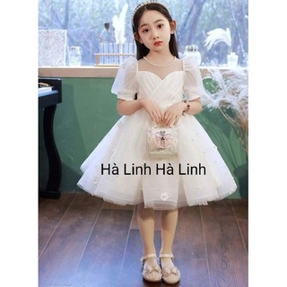Đầm công chúa thiết kế bé gái, váy hoa ngọc cho bé.