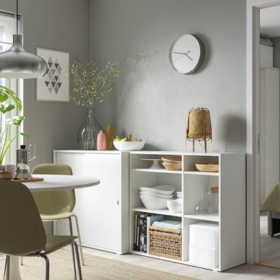 SOSIA, Tủ cửa lùa kèm kệ 3 tầng STO_075, 190x47x90cm, kệ gỗ tủ gỗ Scandi Home
