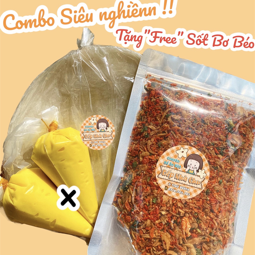 Combo bánh tráng phơi sương 650g sẵn bánh tráng, muối tép hành phi, bơ béo