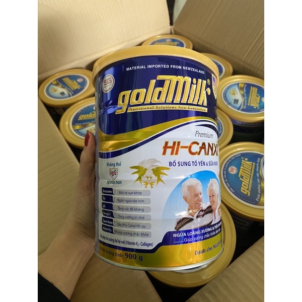 2 Hộp Sữa gold milk Hi-Canxi 900gx2 - Sữa cho người gìa ngăn ngừa loãng xương, tiểu đường