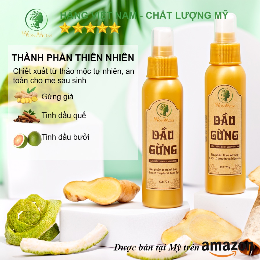 [ Giảm 35K - Đơn 339K ] Dầu Gừng Massage Tan Mỡ Bụng Sau Sinh Wonmom 70g