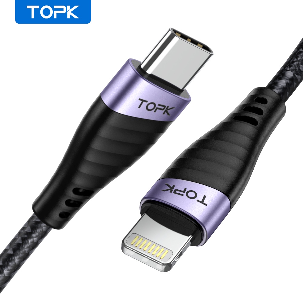 Dây cáp sạc TOPK AP15 PD 20W chuyển đổi USB Type C sang Lightning thích hợp cho iPhone 13 12 11 Pro Max XR X 8 7 6 Plus