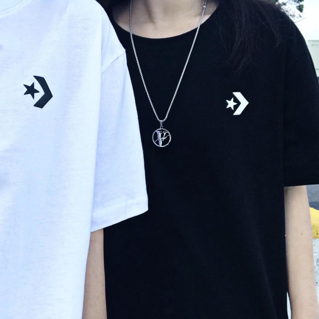 Áo Thun Cotton Converse Tay Ngắn Cổ Tròn Dáng Rộng Thời Trang Mùa Hè Cho Cặp Đôi