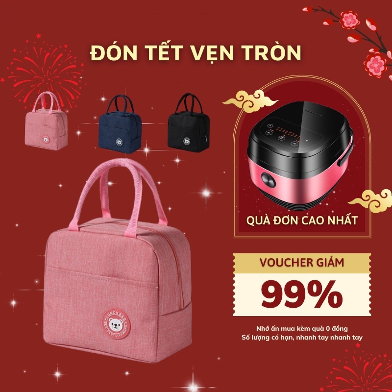 Túi đựng hộp cơm giữ nhiệt cao cấp chính hãng dododios - Màu Tím