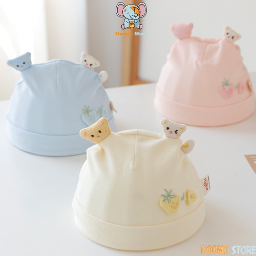 Mũ Sơ Sinh Cao Cấp Siêu Mềm, Mịn Cho Bé Họa Tiết Mèo Con Cực Xinh Cho Bé 0-3 Tháng Doomi Store - SP363