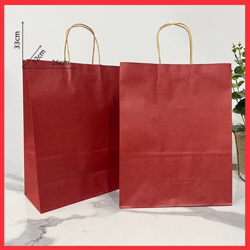 10 TÚI KRAFT ĐỎ ĐẬM 26X33X12CM  - TÚI ĐỨNG