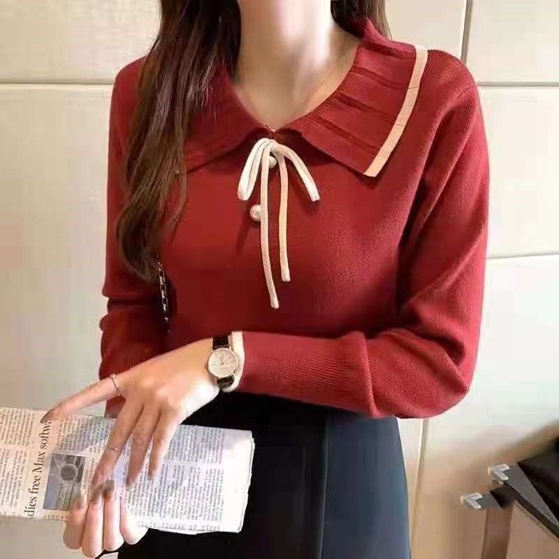 Áo Sweater Dệt Kim Tay Dài Cổ Chữ V Phong Cách Thời Trang Hàn Quốc