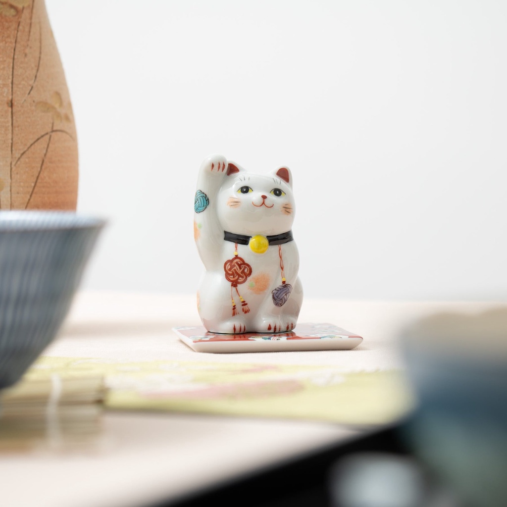 Mèo Thần tài Kutani nơ Mizuhiki 10cm Tay phải 20-93 - Kutani Kokuzou