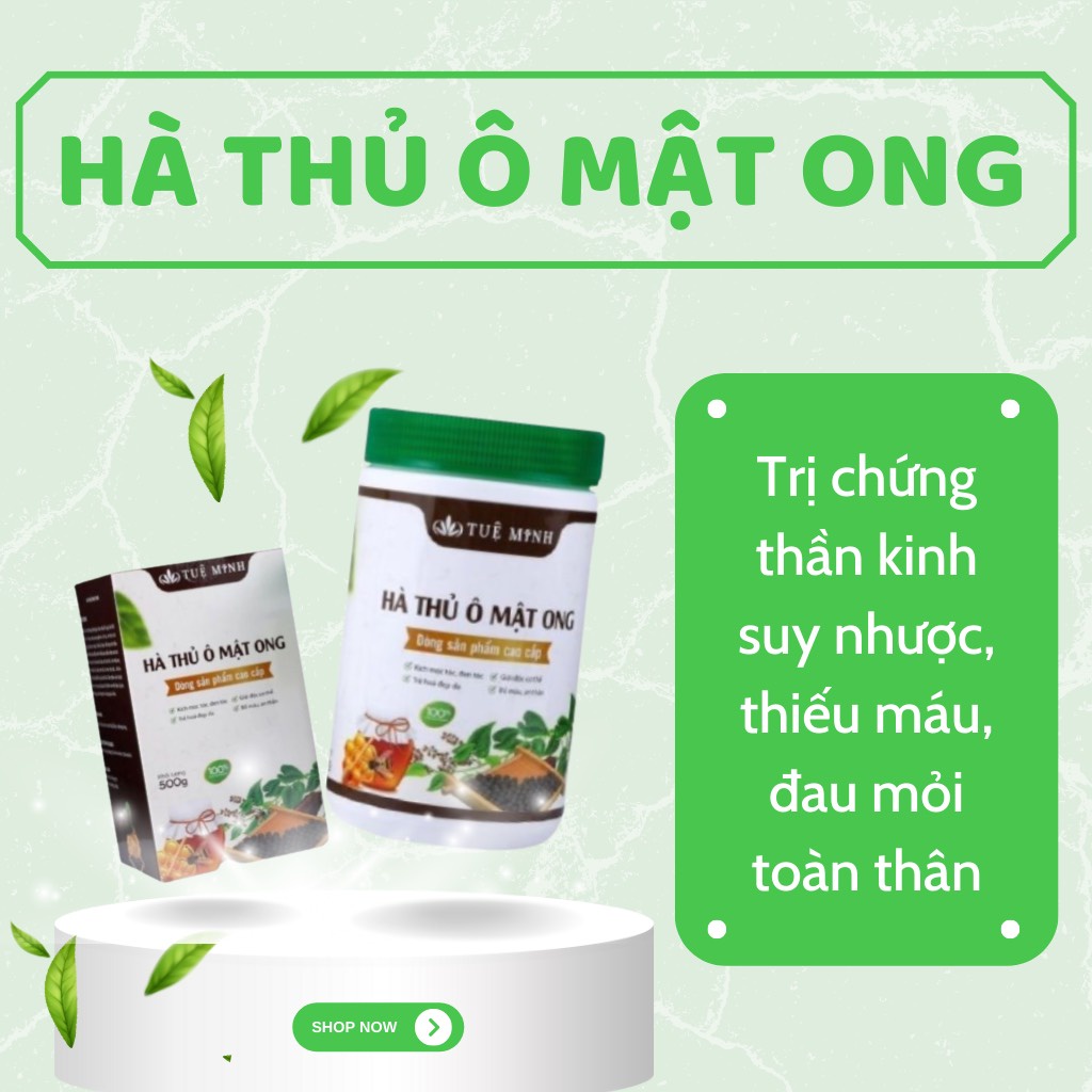 Viên Hà Thủ ô mật ong Tuệ Minh hộp 500g, kích thích mọc tóc, giải độc, tiêu viêm chống lão hoá, làm đẹp da