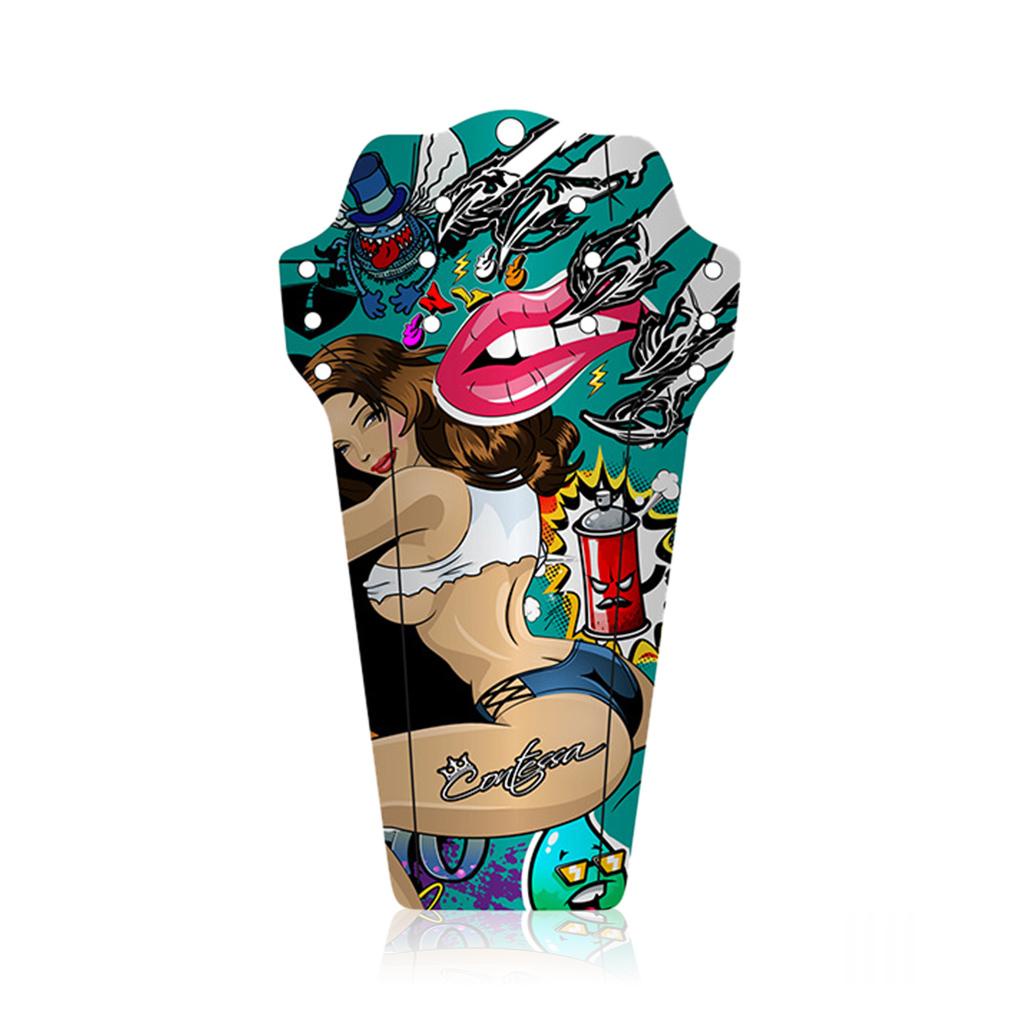 Tấm Chắn Bùn Trước Và Sau Bằng Nhựa In Họa Tiết Độc Đáo Kèm Dây Cáp Tiện Dụng Cho Xe Đạp