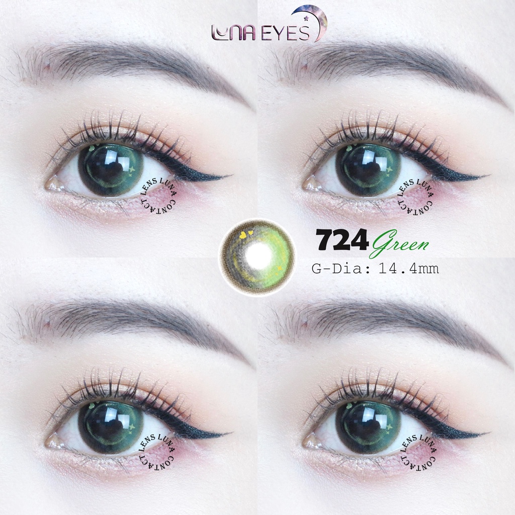 [1 year] Kính áp tròng LUNA EYES 724 GREEN - Lens size to