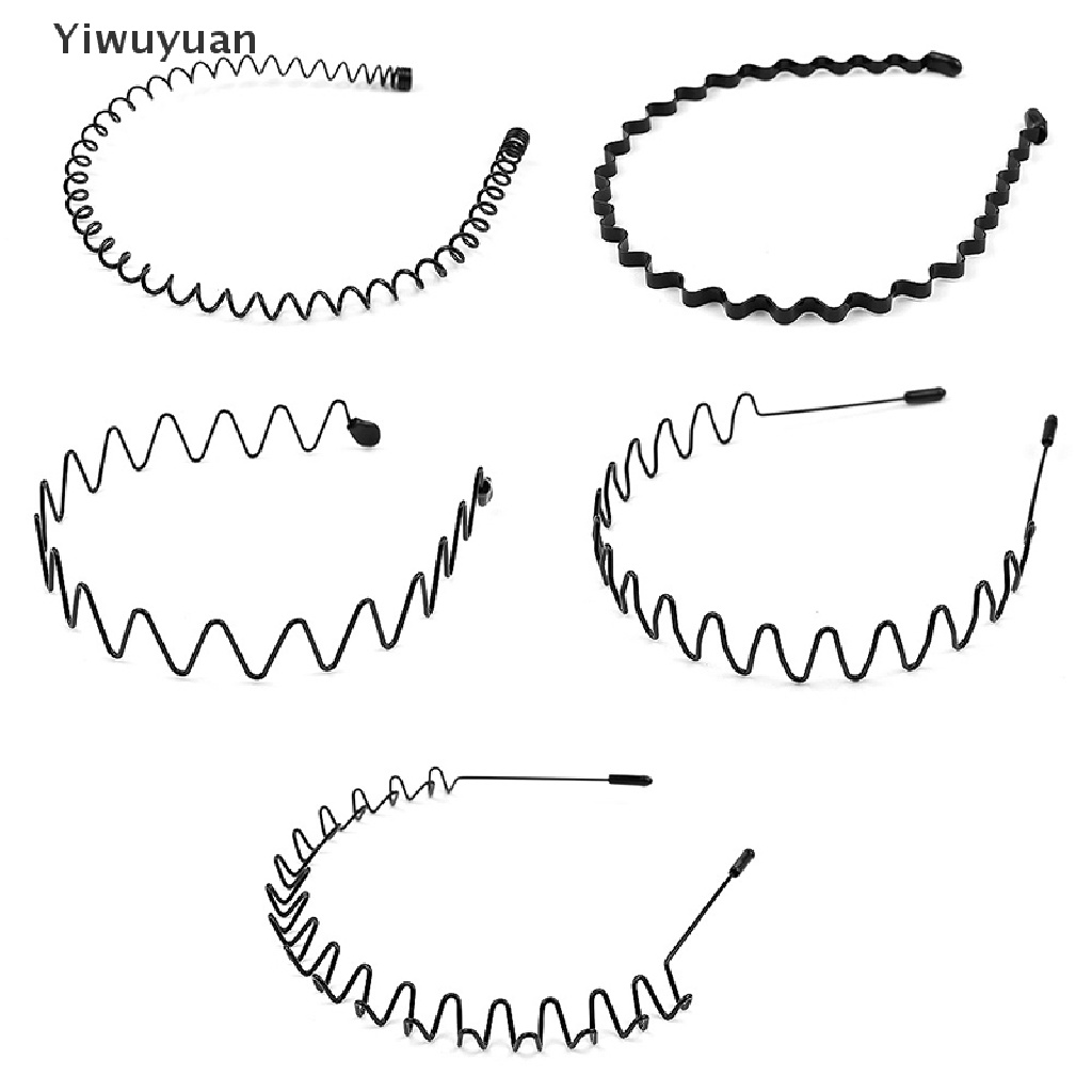 < Yiwuyuan > Băng Đô Cài Tóc Unisex Gợn Sóng Đàn Hồi Màu Đen Đơn Giản Không Trượt Cho Nam Và Nữ Giảm Giá