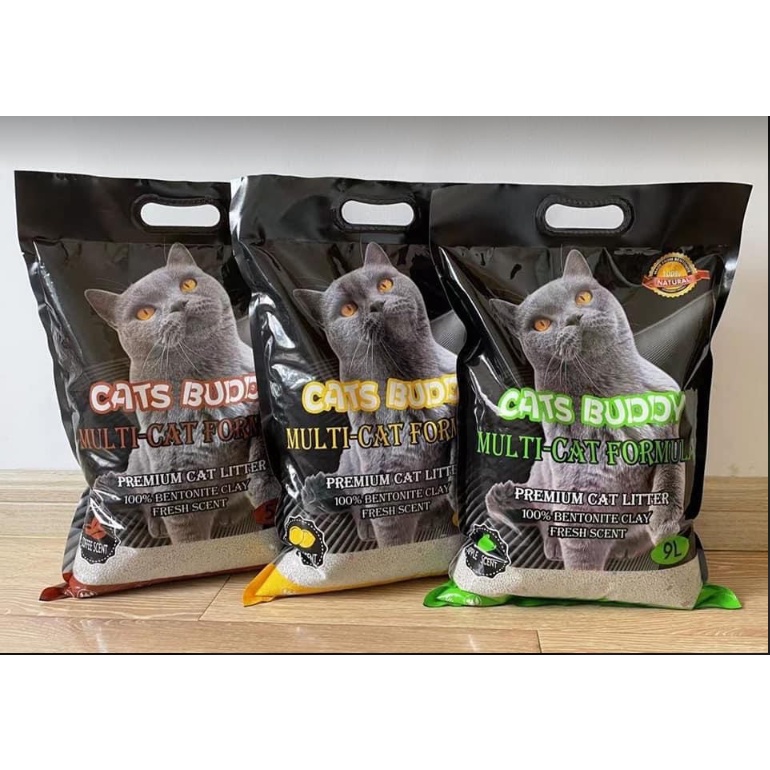 Cats Buddy Cát Vệ Sinh Cho Mèo siêu thấm hút thơm mát nhà cửa, Tặng kèm xẻng xúc cát [gói 9L]