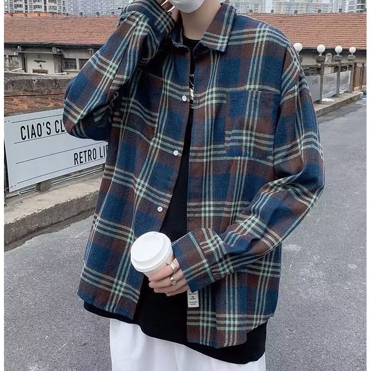 Áo Sơ Mi Dáng Rộng Cỡ Lớn Kẻ Sọc Kiểu Hàn Quốc Cá Tính Cho Nam Và Nữ