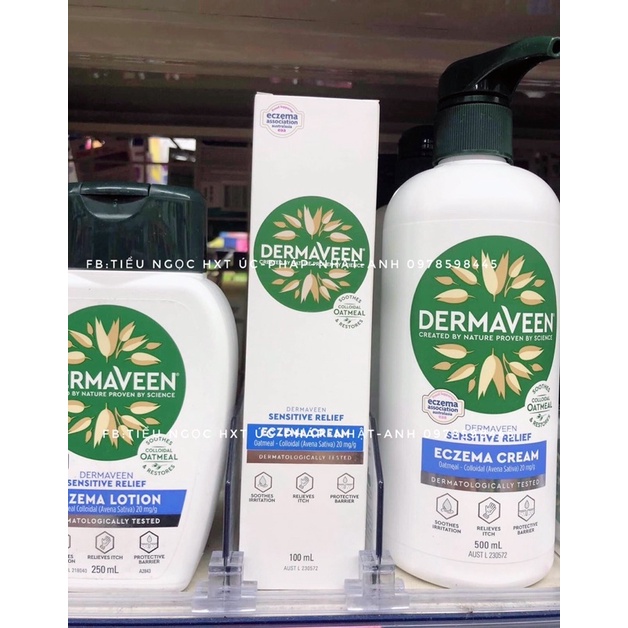 Kem bôi chàm da Dermaveen Eczema 100ml,200ml,250ml,500ml.Sữa tắm Dermaveen Eczema Úc đủ bill Chemist
