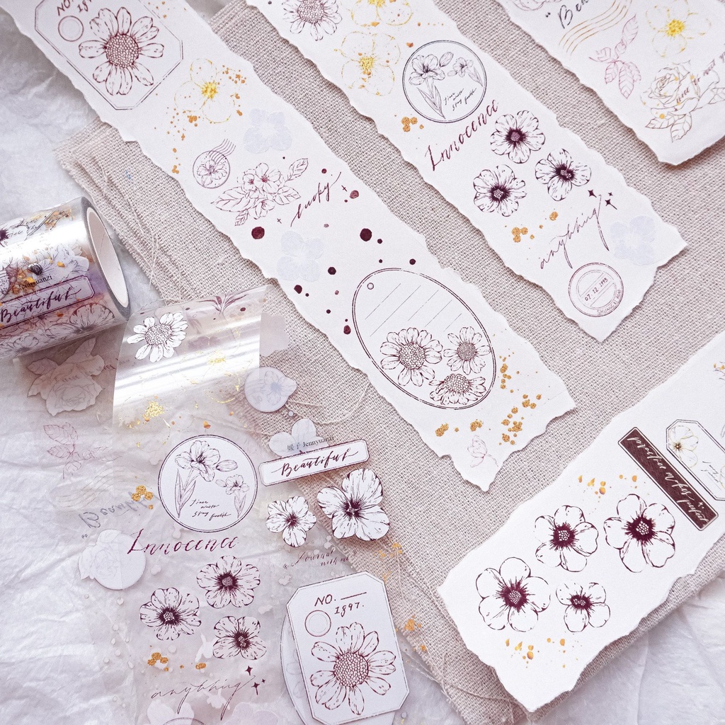 meohime 𓃠 Hãng Jenny Studio - Băng dán pet tape hoa trong sương (chu kì 100cm)