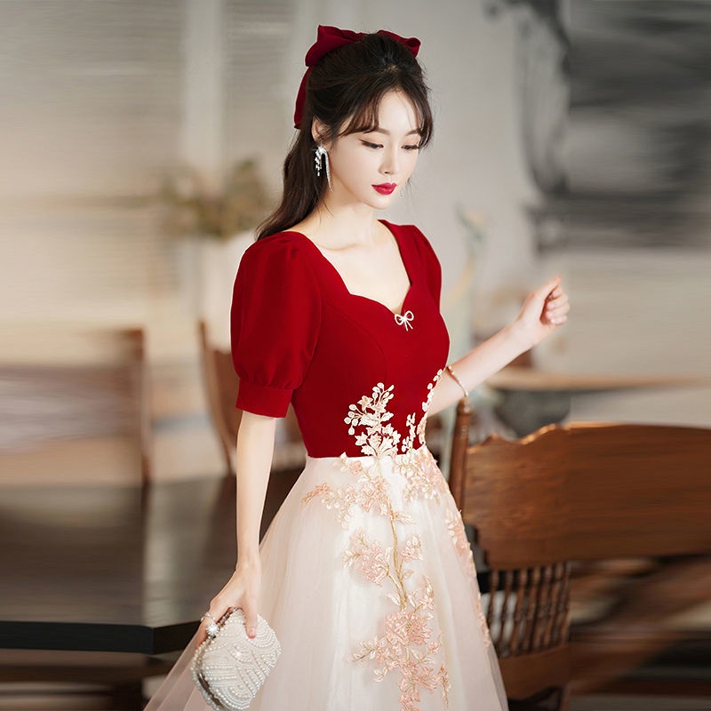 Đầm Dự Tiệc Tay Ngắn Dáng Ôm Màu Đỏ Thời Trang Sang Trọng Cho Nữ