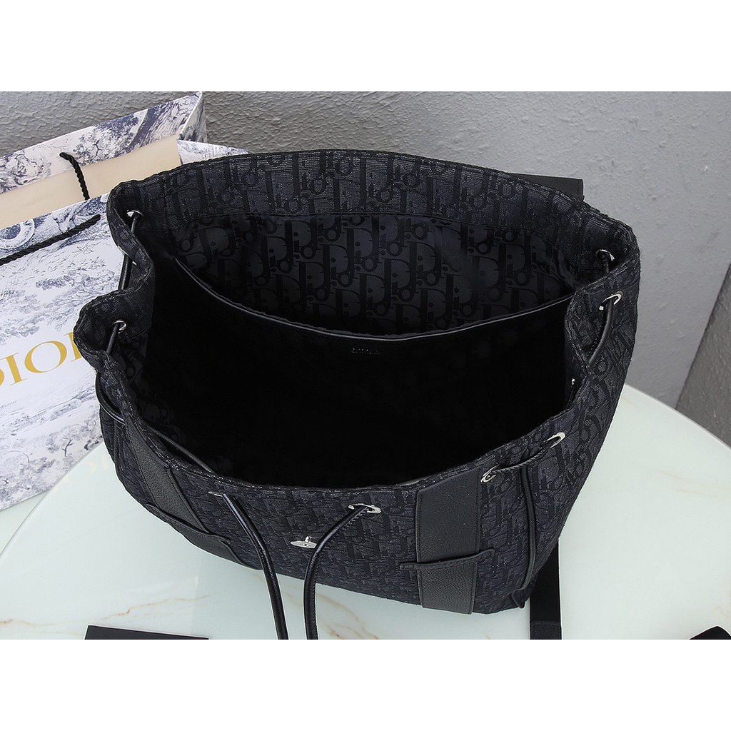 Balo CD Oblique Jacquard Canvas phối Da Bò Size 40