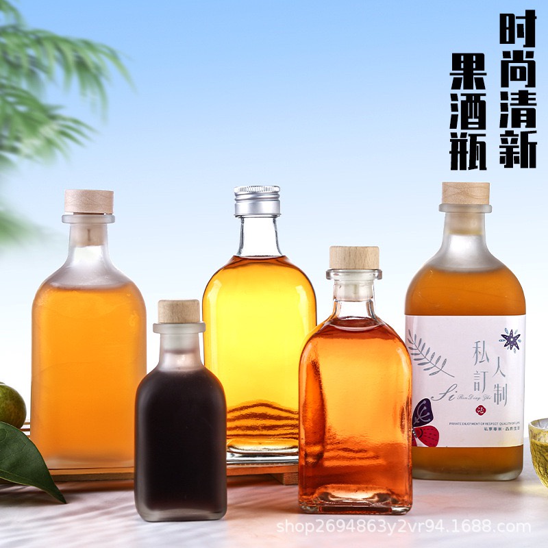 Bình đựng rượu, chai đựng rượu thủy tinh dáng vuông 500ml