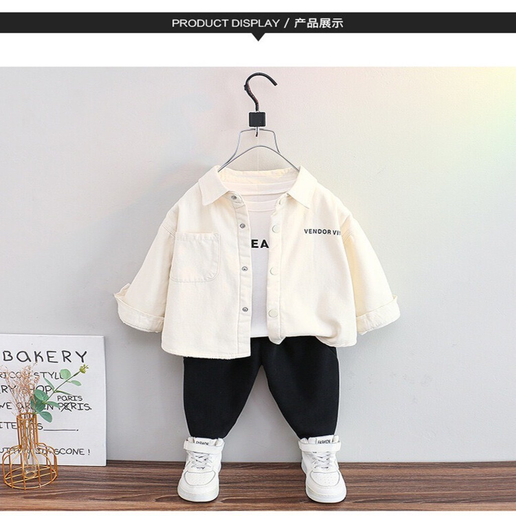 Áo sơ mi hai lớp cho bé mặc tết, áo dài tay cổ bẻ 2 lớp mùa đông cho bé 6 đến 28kg KANGMIN KIDS