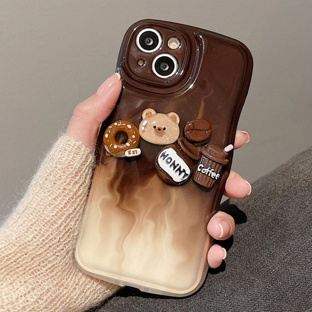 Ốp Điện Thoại TPU Mềm Chống Sốc Hình Gấu 3D Màu Gradient Cho IPhone 11 12 13 14 Pro Max 14 Plus