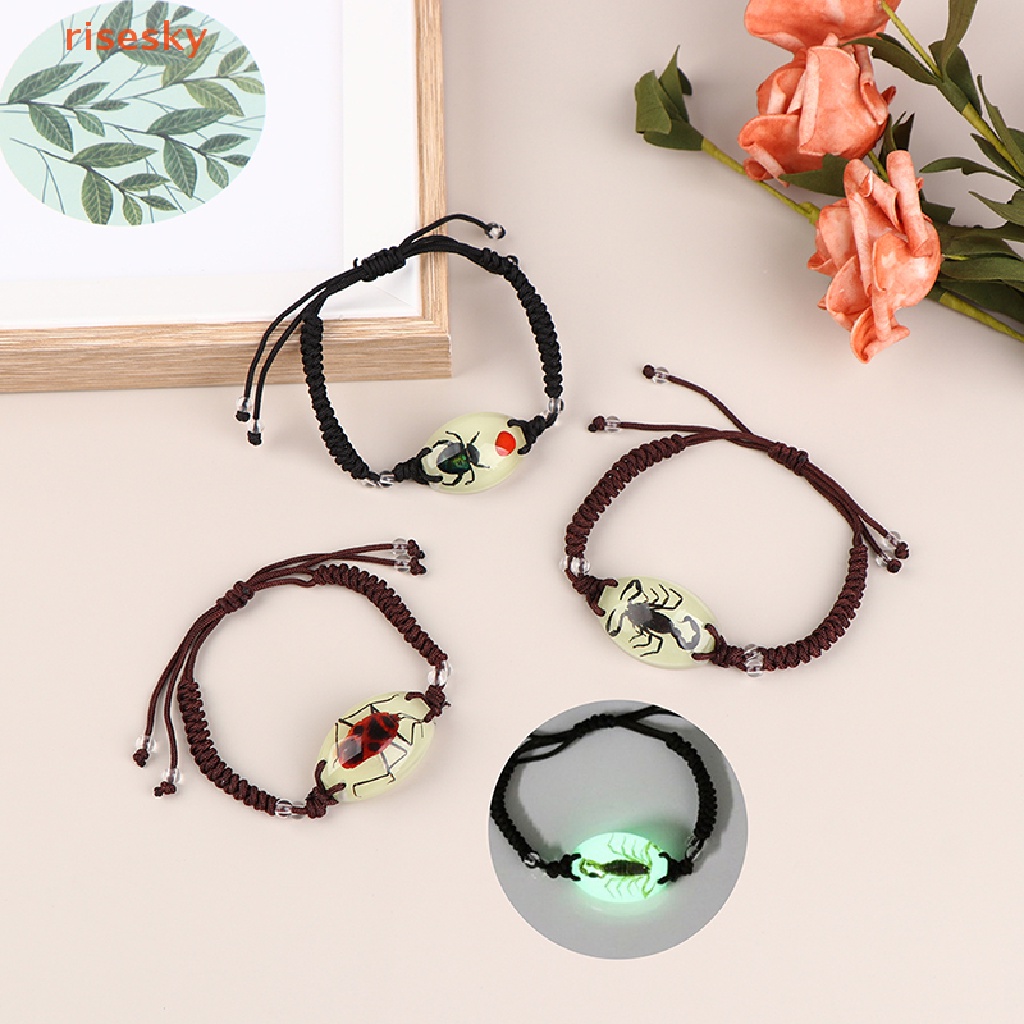 Vòng Tay Bện Resin Phát Sáng Trong Bóng Tối Handmade Hình Bọ Cánh Cứng Làm Quà Tặng Trang Sức Cho Nam Và Nữ