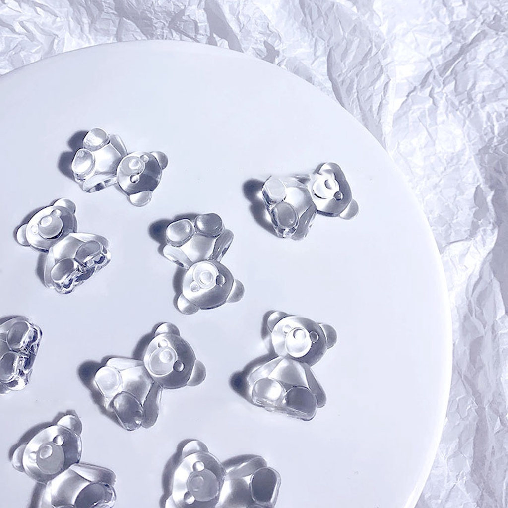 Bộ 20 Thẻ Trưng Bày Móng Tay Trong Suốt Hình Gấu Độc Đáo