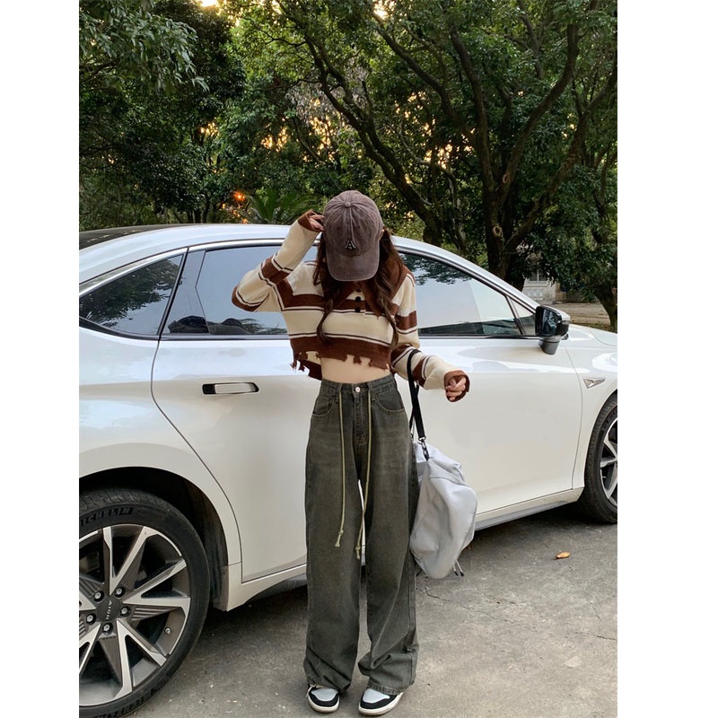 Áo thun dáng ngắn tay dài kẻ sọc ngang thời trang cho nữ VEN022 | BigBuy360 - bigbuy360.vn