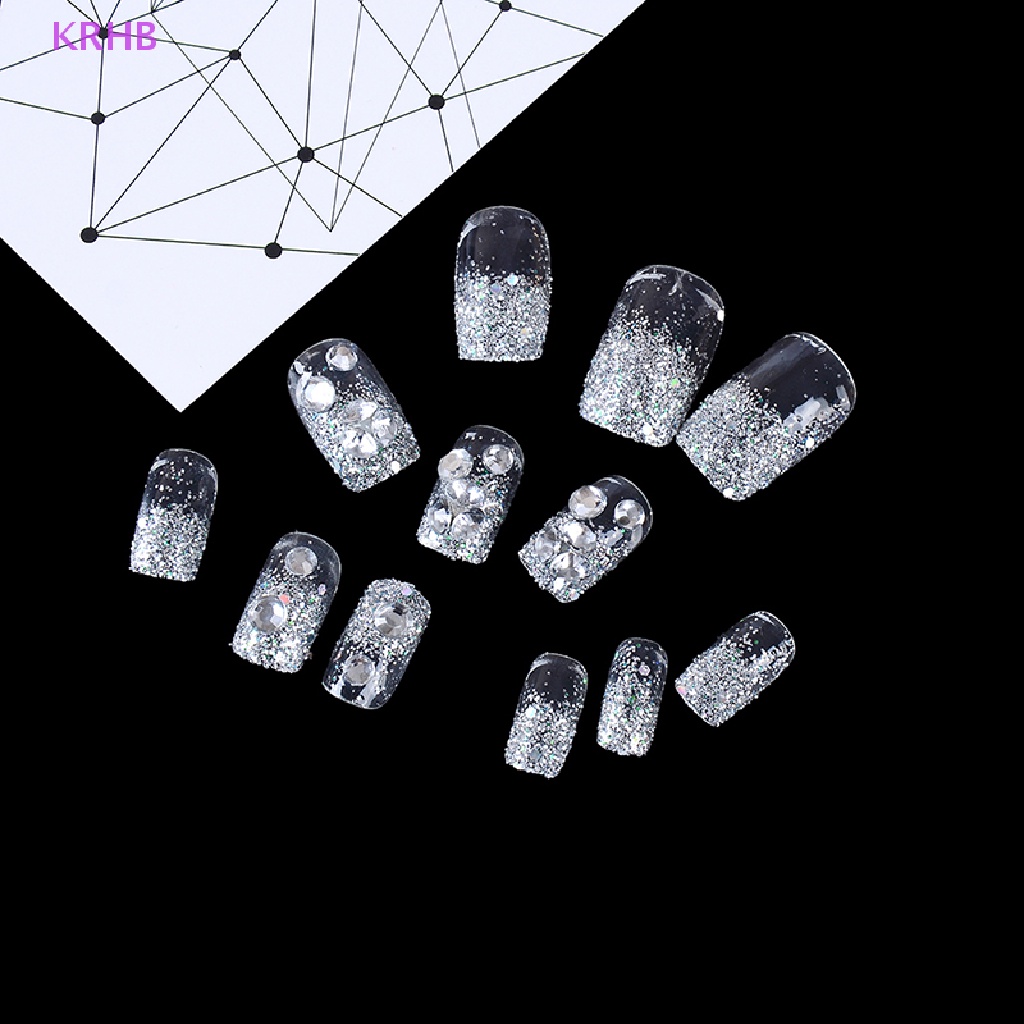 Set 24 Móng Tay Giả Trang Trí Tiệc Cưới Kèm Keo Dán Mới