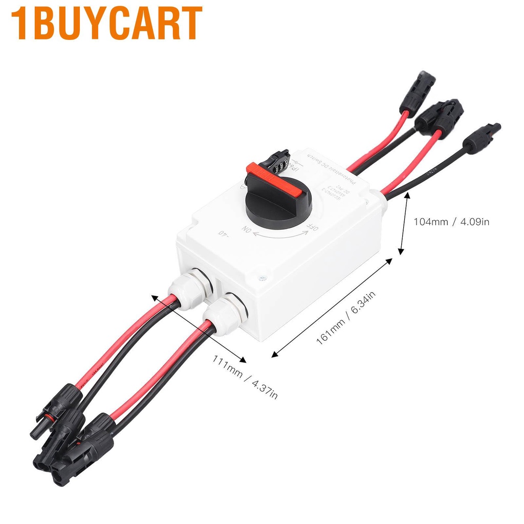 1buycart PV Solar Disconnect Switch 2 Input Output Photovoltaic Circuit Isolator 32A DC1000V String IP66 Waterproof