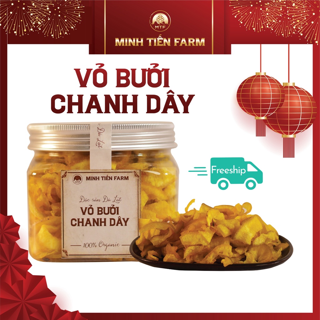 Mứt vỏ bưởi chanh dây sấy dẻo 150- 250gr organic Đà Lạt Minh Tiến Farm