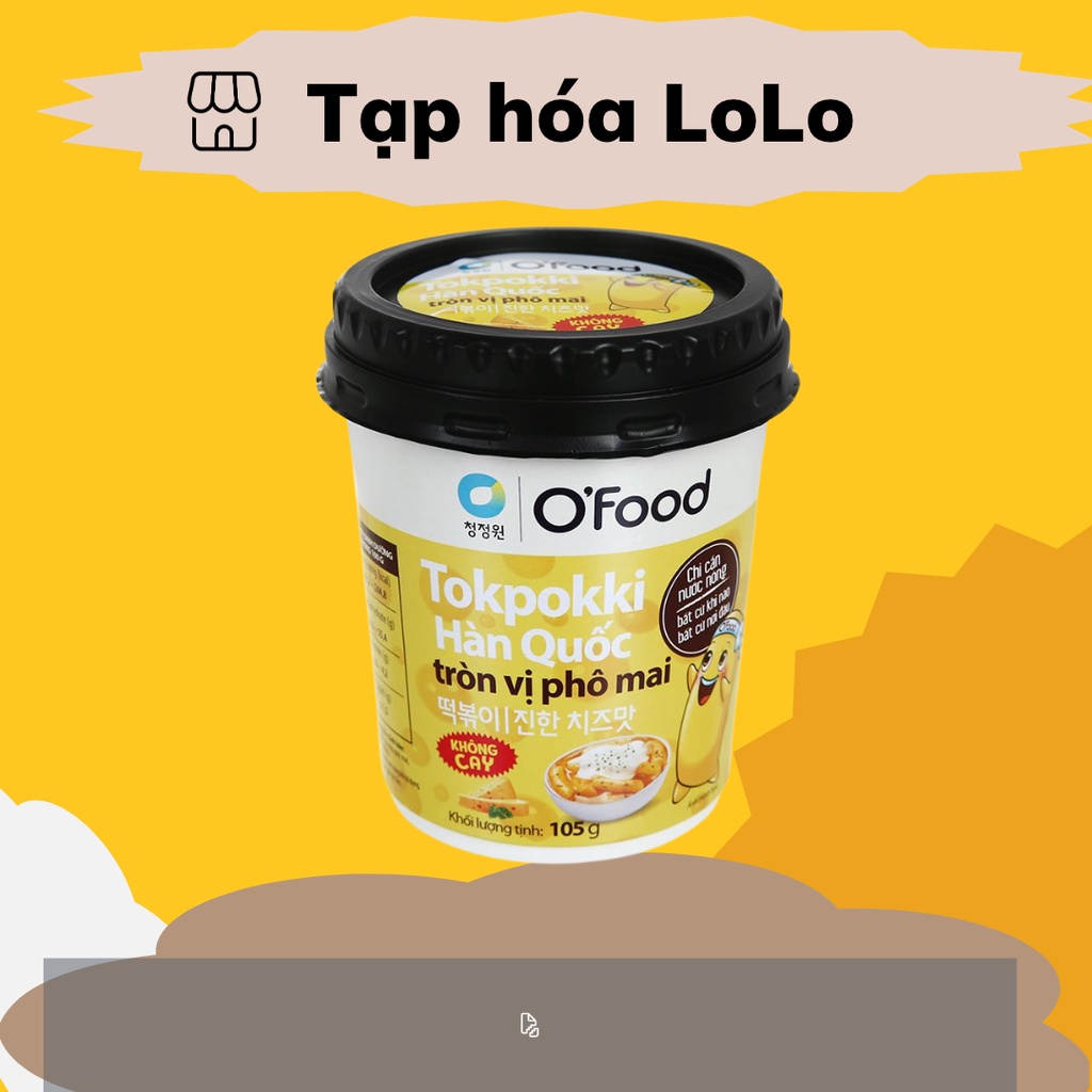 Combo 4 hộp Bánh gạo tokpokki tròn O'food vị phô mai ly 105g mềm dẻo đi kèm theo là gói sốt chuẩn vị