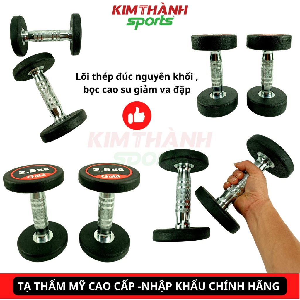 Tạ tay cao su Goldnova 2,5kg  lõi sắt tập gym tại nhà cao cấp , tạ đơn tập tay - KIM THÀNH SPORT
