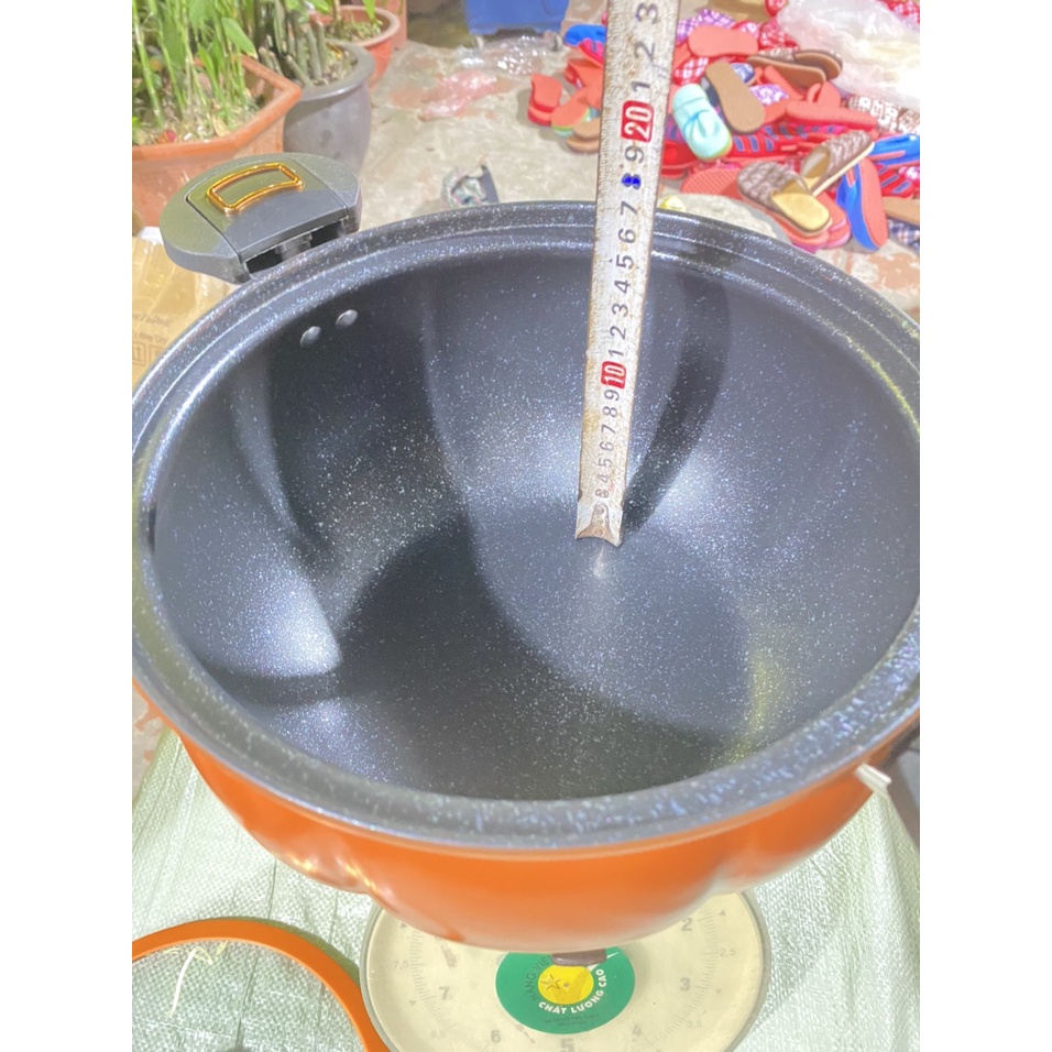 Nồi Áp Suất Chống Dính Bí Ngô 8L Thông Minh loại 1, Nồi Hầm 2in1 Đa Năng Hầm Gà hàng đun các loại bếp mới 2023