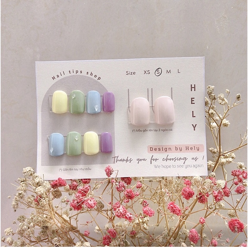 Nailbox Hely - Móng giả thiết kế, tự gắn kèm keo dán - Tông hoạ tiết, màu p.a.s.t.e.l
