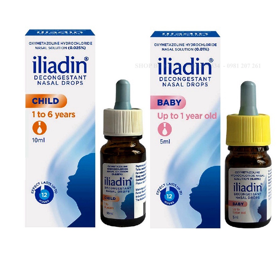 Nhỏ mũi Iliadin dành cho bé 0-12 tháng tuổi và 1-6 tuổi