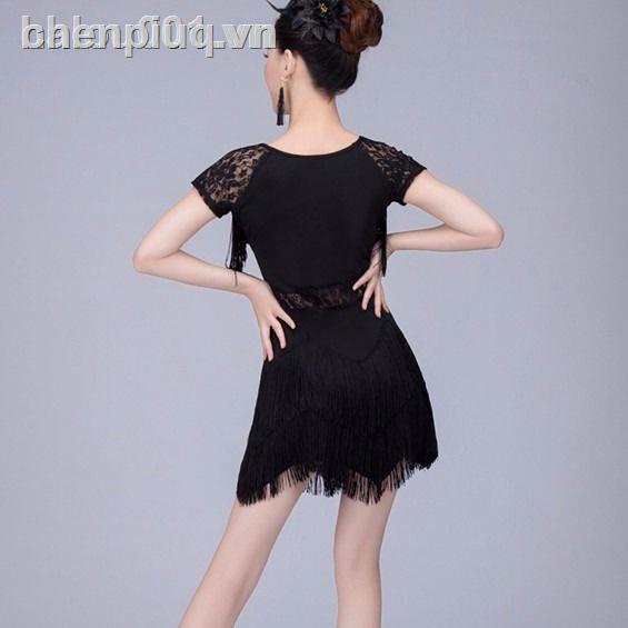 Đầm Khiêu Vũ Ngắn Tay Phối Ren Tua Rua Thời Trang Cho Nữ